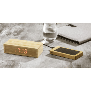 Logo trade promotional giveaways picture of: Bamboo Alarm Clock with Wireless Charger