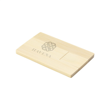 Logo trade promotional gift photo of: CreditCard USB Bamboo 64 GB