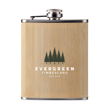 Logo trade promotional items image of: Hipflask Bamboo 200 ml drinking bottle