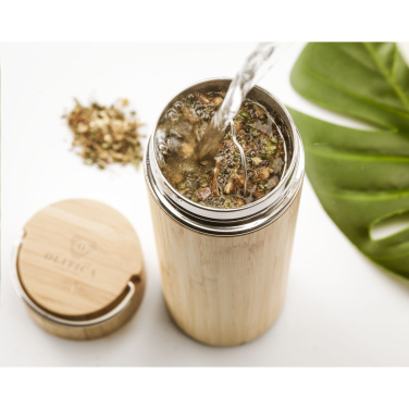 Logo trade advertising products image of: Nikko 330 ml bamboo thermo bottle/thermo cup
