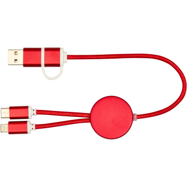 Logo trade advertising products picture of: Alasia 5-in-1 recycled aluminium and plastic 30 cm data sync and 27W fast charge cable
