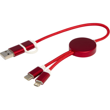 Logotrade promotional merchandise image of: Alasia 5-in-1 recycled aluminium and plastic 30 cm data sync and 27W fast charge cable