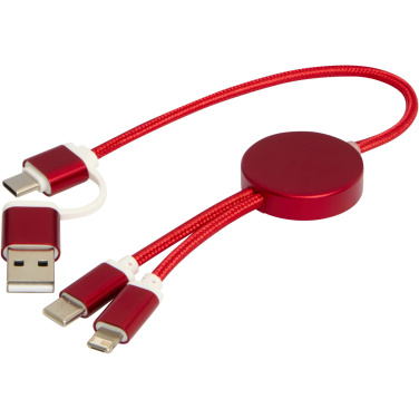 Logo trade promotional gifts image of: Alasia 5-in-1 recycled aluminium and plastic 30 cm data sync and 27W fast charge cable