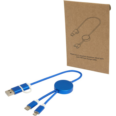 Logotrade promotional giveaways photo of: Alasia 5-in-1 recycled aluminium and plastic 30 cm data sync and 27W fast charge cable