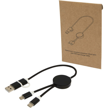Logo trade promotional item photo of: Alasia 5-in-1 recycled aluminium and plastic 30 cm data sync and 27W fast charge cable