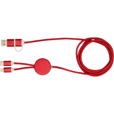 Logotrade promotional product picture of: Alasia 5-in-1 recycled aluminium and plastic 150 cm data sync and 27W fast charge cable