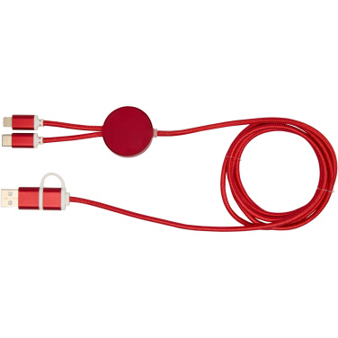 Logo trade promotional item photo of: Alasia 5-in-1 recycled aluminium and plastic 150 cm data sync and 27W fast charge cable