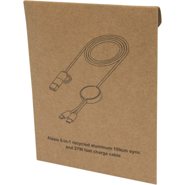 Logo trade promotional gift photo of: Alasia 5-in-1 recycled aluminium and plastic 150 cm data sync and 27W fast charge cable