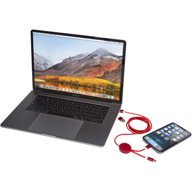 Logo trade business gifts image of: Alasia 5-in-1 recycled aluminium and plastic 150 cm data sync and 27W fast charge cable