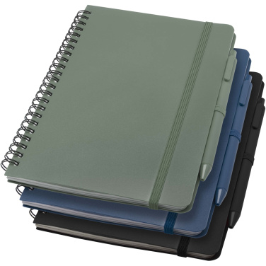 Logo trade promotional merchandise image of: Thalaasa A5 ocean-bound hard cover notebook with ballpoint pen (black ink)
