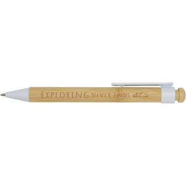 Logotrade corporate gift image of: Rattan bamboo and recycled plastic ballpoint pen (black ink)