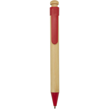 Logo trade advertising product photo of: Rattan bamboo and recycled plastic ballpoint pen (black ink)