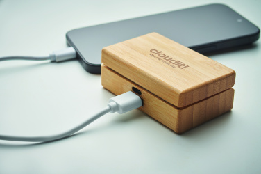 Logo trade promotional merchandise picture of: TWS earbuds in bamboo case