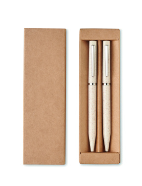 Logo trade promotional giveaways picture of: Wheat straw/ABS twist pen set