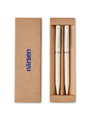 Logo trade promotional merchandise image of: Wheat straw/ABS twist pen set