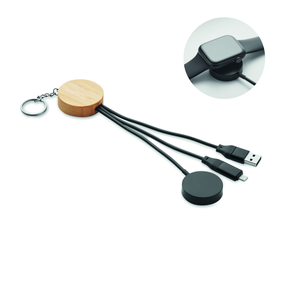 Logo trade promotional gifts image of: Key ring with 4 in 1 60W cable