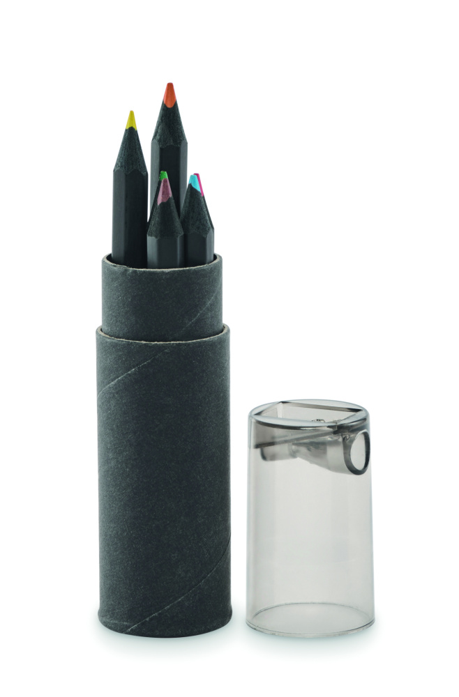 Logo trade promotional merchandise photo of: 6 black colouring pencils