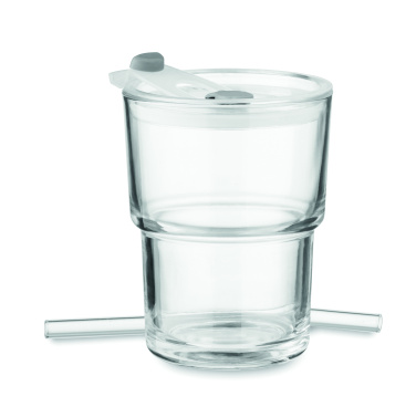 Logotrade promotional giveaway image of: Glass tumbler with straw 400ml