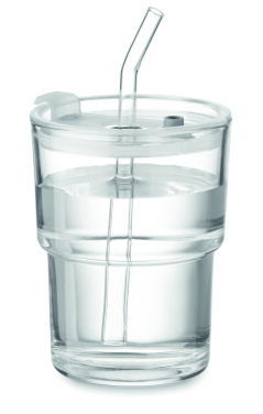 Logotrade corporate gifts photo of: Glass tumbler with straw 400ml
