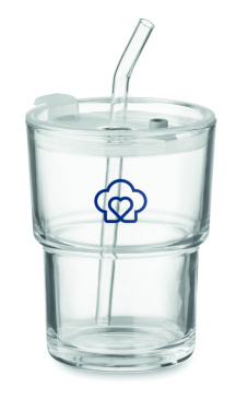 Logo trade promotional items picture of: Glass tumbler with straw 400ml