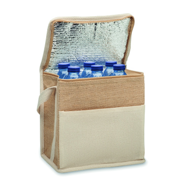 Logo trade promotional gifts image of: Jute and canvas cooler bag 3L