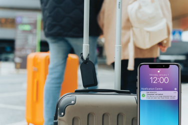 Logotrade advertising product image of: Globetrack RCSrPolyester luggage tag with worldwide locating