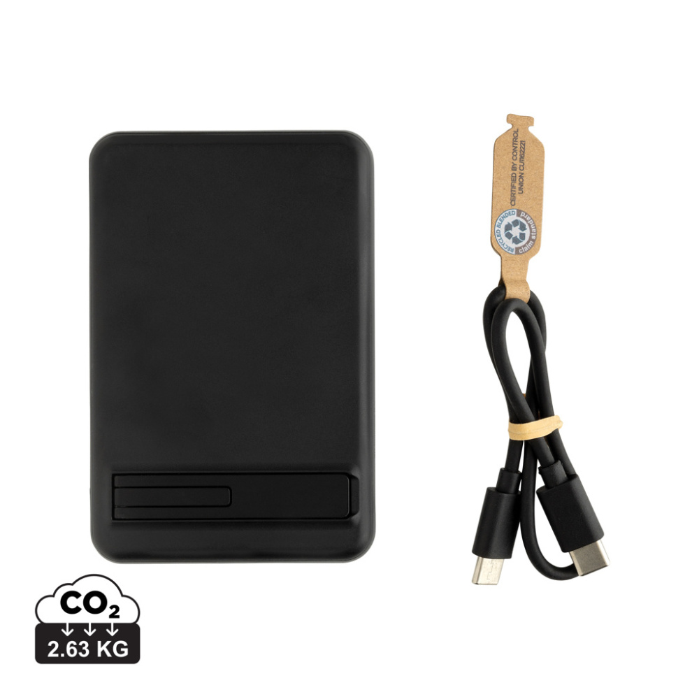 Logo trade promotional gifts picture of: Zen RCS rplastic 5000 mah 5W magnetic bamboo powerbank