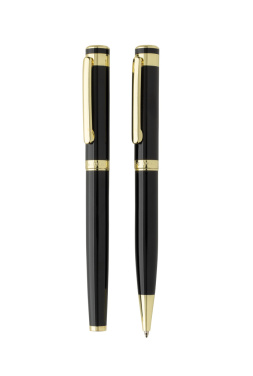 Logo trade business gifts image of: Swiss Peak Luca RCS recycled brass deluxe pen set