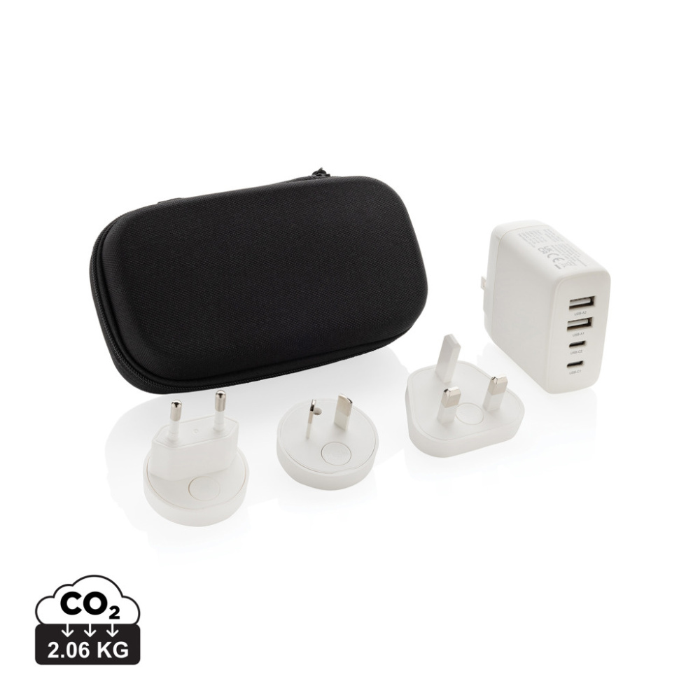 Logo trade promotional gifts image of: TravelCharge Pro RCS rplastic travel charger with USB C