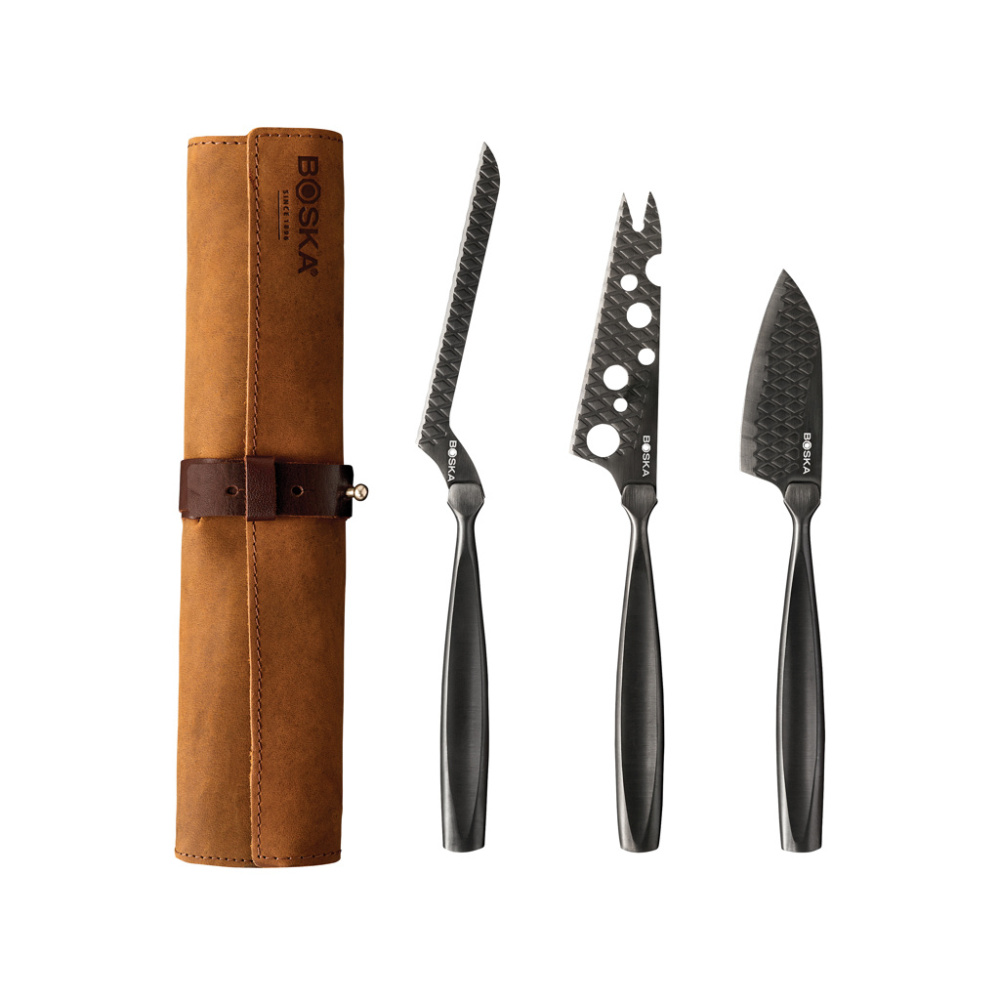 Logo trade promotional giveaways image of: BOSKA Cheese Knife Set Monaco+ Black