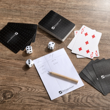 Logo trade promotional giveaways image of: Set of playing cards and dice MURRAY Schwarzwolf