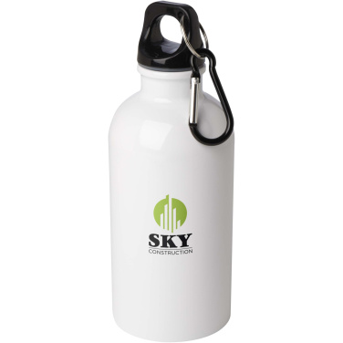 Logotrade business gift image of: Oregon 400 ml RCS certified single wall stainless steel water bottle with carabiner