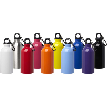 Logo trade promotional giveaways picture of: Oregon 400 ml RCS certified single wall stainless steel water bottle with carabiner