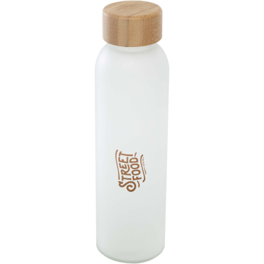 Logo trade corporate gifts picture of: Lume 500 ml matte soda lime glass bottle with bamboo lid