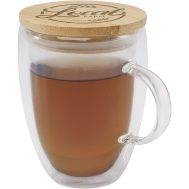 Logotrade promotional products photo of: Leona 350 ml glass cup with bamboo lid