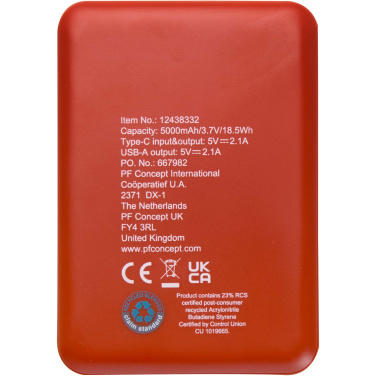 Logotrade promotional gift picture of: Asama 5000 mAh Type-C recycled plastic power bank