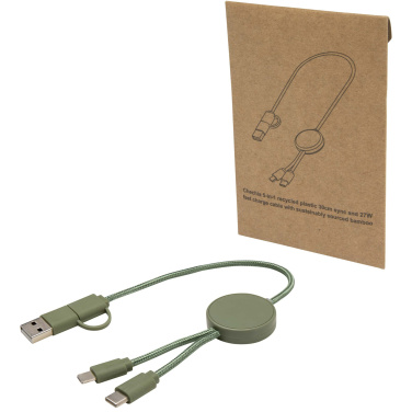 Logotrade advertising product picture of: Citala 5-in-1 recycled plastic 30 cm data sync and 27W fast charge cable