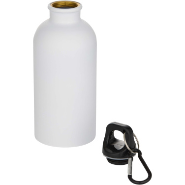 Logotrade corporate gift picture of: Oregon 400 ml matte RCS recycled single wall stainless steel water bottle with carabiner