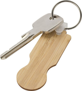 Logo trade corporate gifts image of: Ronan bamboo trolley keychain
