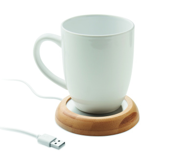 Logo trade advertising products picture of: Bamboo mug warmer with USB