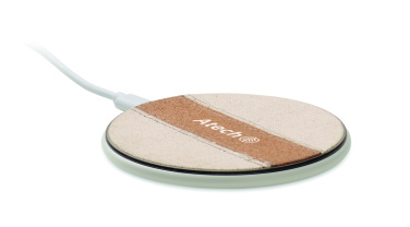 Logo trade corporate gifts picture of: Cork wireless charger 15W