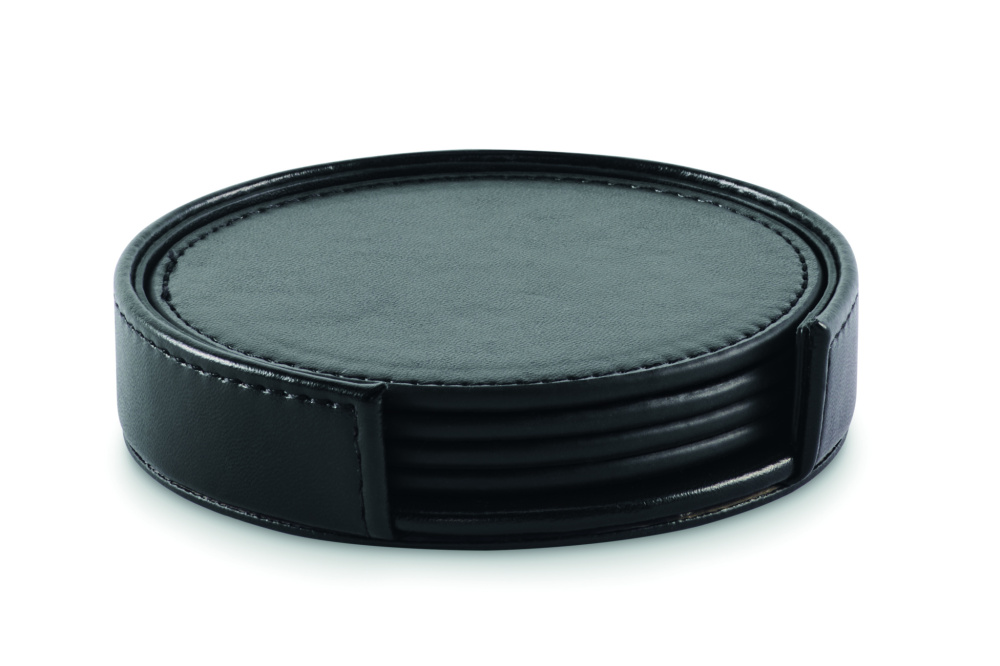 Logo trade promotional giveaway photo of: Set of 4 PU coasters