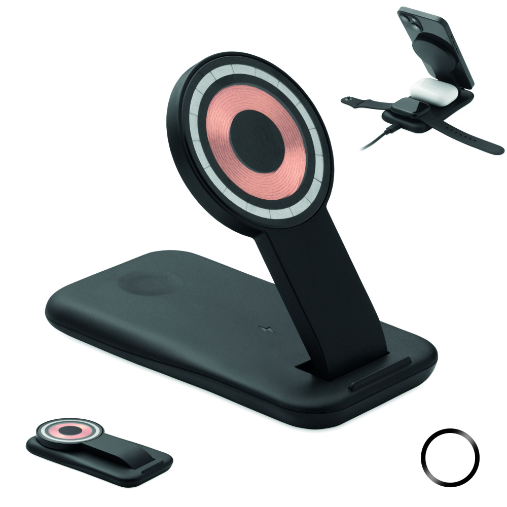 Logo trade promotional products picture of: 3 in 1 wireless charger 15W