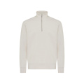 IQONIQ Elgon recycled cotton quarter zip sweater, ivory white