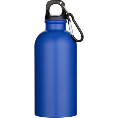 Logo trade promotional merchandise photo of: Oregon 400 ml matte RCS recycled single wall stainless steel water bottle with carabiner