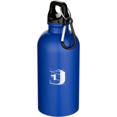Logo trade advertising products image of: Oregon 400 ml matte RCS recycled single wall stainless steel water bottle with carabiner