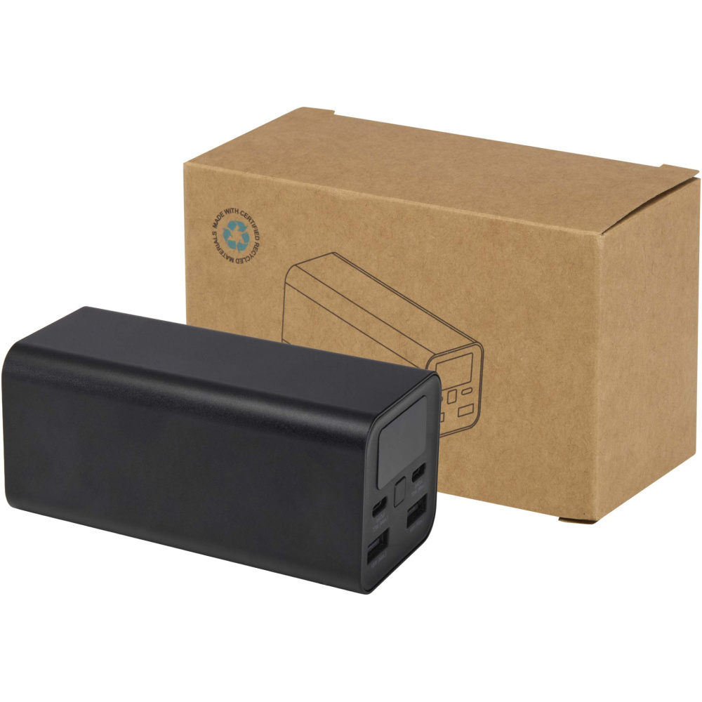 Logo trade promotional item photo of: Acamar 20.000 mAh 70W recycled aluminium laptop power bank