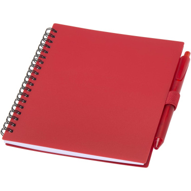 Logotrade promotional item image of: Niove recycled plastic soft cover notebook and ballpoint pen set (blue ink)