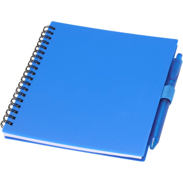 Logo trade promotional product photo of: Niove recycled plastic soft cover notebook and ballpoint pen set (blue ink)