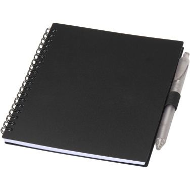 Logotrade promotional gift image of: Niove recycled plastic soft cover notebook and ballpoint pen set (blue ink)